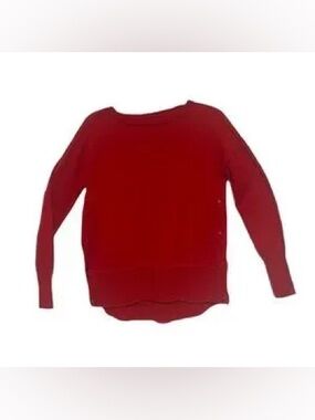 Tahari Vibrant Red Crew Neck Side Buttons Sweater